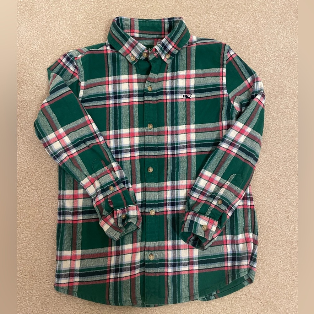 Boys Vineyard Vines Flannel Shirt - Holiday Colors